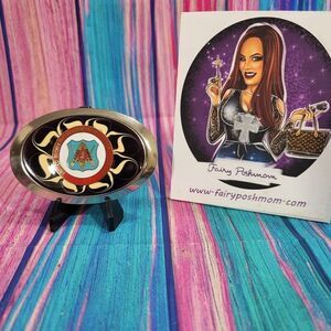 United Brotherhood of Carpenters and Joiners of America on Red Epoxy Belt Buckle